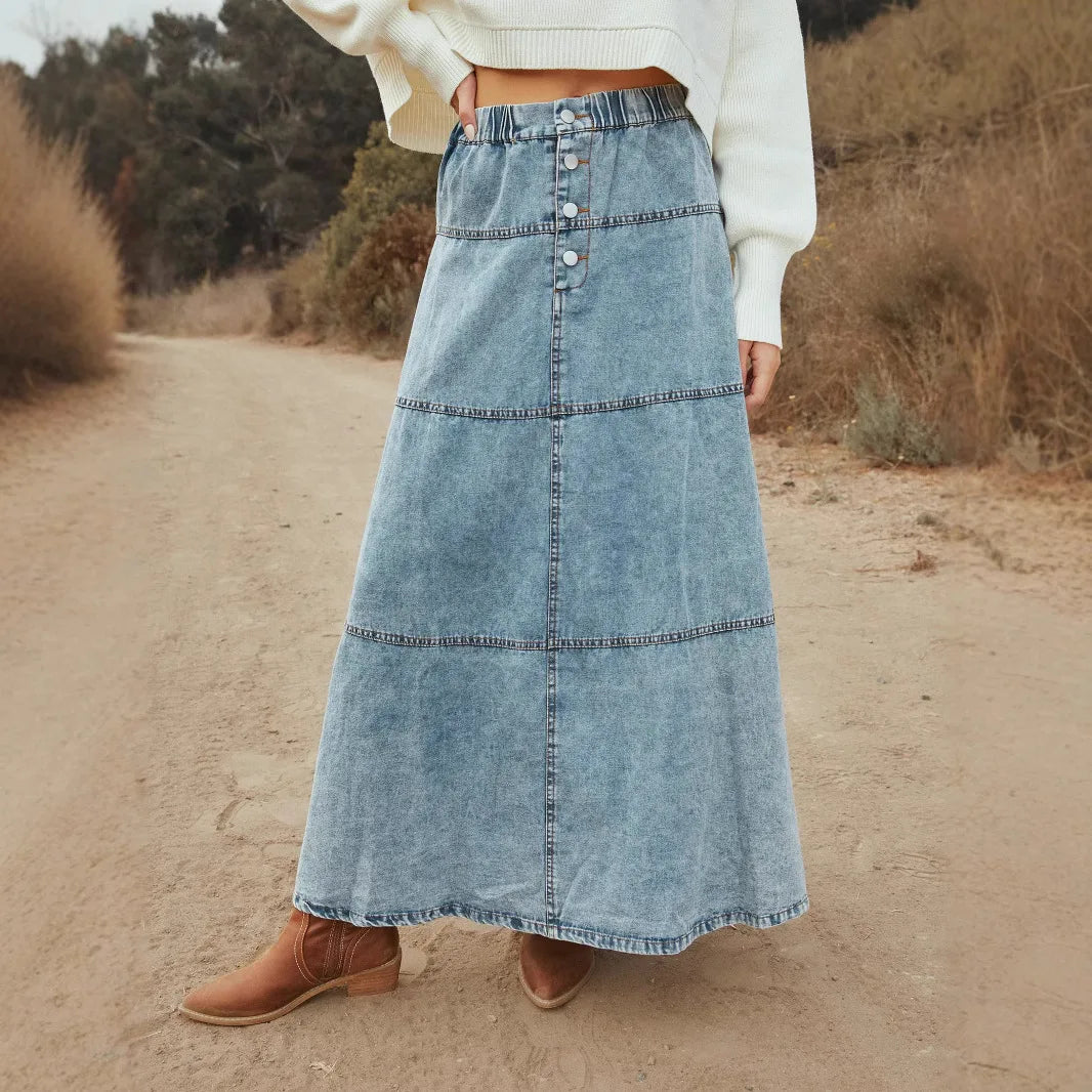 Boho Maxi Denim Skirt – Hudson & Mark
