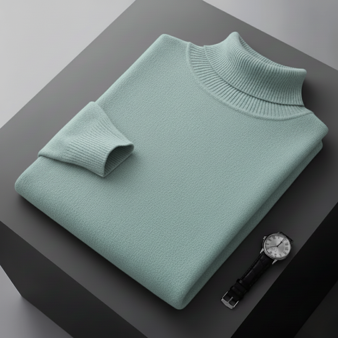 Theodore Regular Fit Ribbed Turtleneck Sweater | Solid Hip-Length Sweater