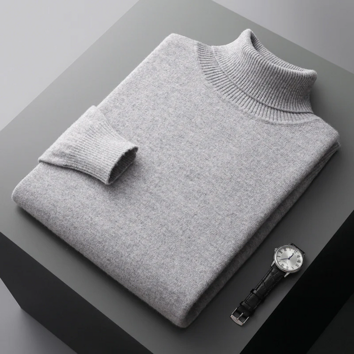 Theodore Regular Fit Ribbed Turtleneck Sweater | Solid Hip-Length Sweater
