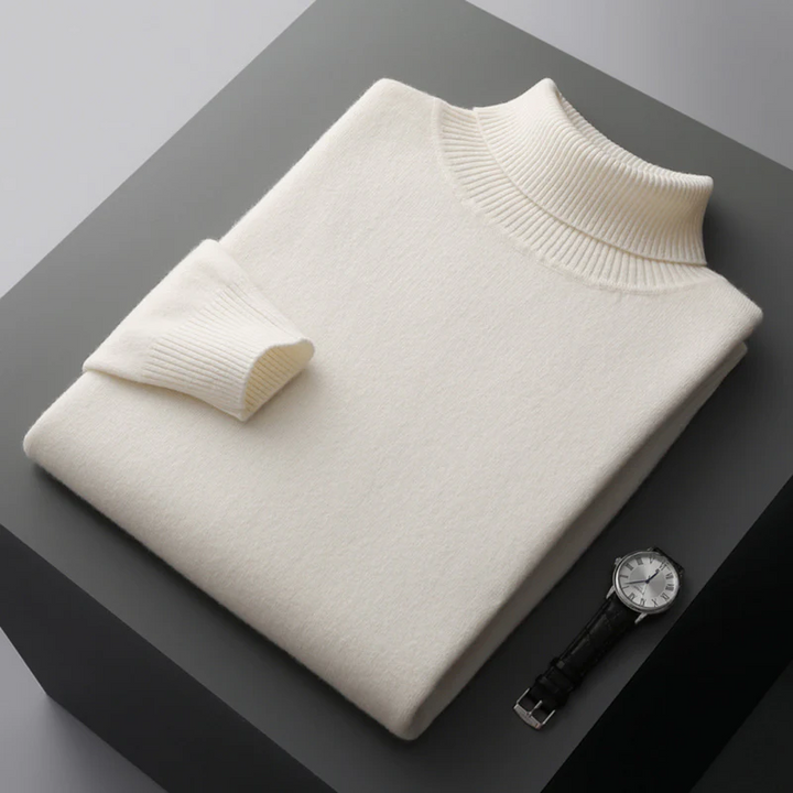 Theodore Regular Fit Ribbed Turtleneck Sweater | Solid Hip-Length Sweater