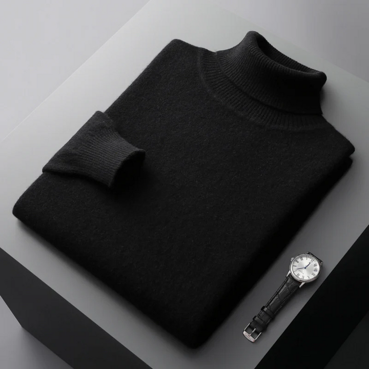 Theodore Regular Fit Ribbed Turtleneck Sweater | Solid Hip-Length Sweater