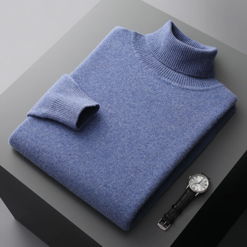 Theodore Regular Fit Ribbed Turtleneck Sweater | Solid Hip-Length Sweater