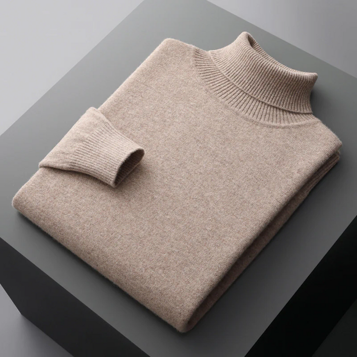 Theodore Regular Fit Ribbed Turtleneck Sweater | Solid Hip-Length Sweater