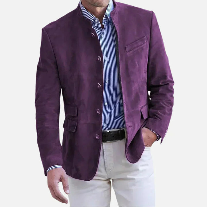 Joshua Tailored Mandarin Collar Jacket | Button Front Pockets Jacket