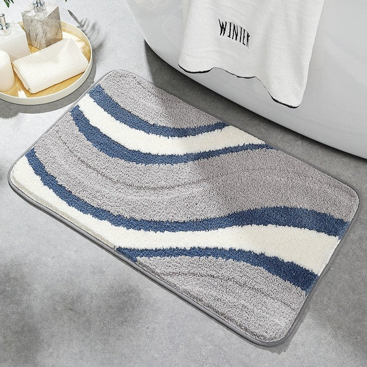 Contemporary Plush Wave Bath Mat with Non-Slip Backing