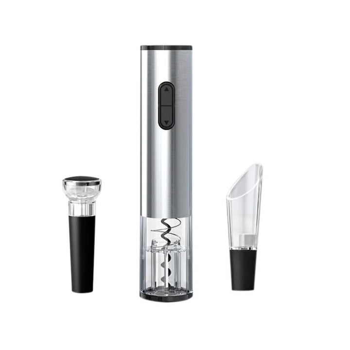 Electric Wine Opener Set With Stainless Steel Finish and Charging Base