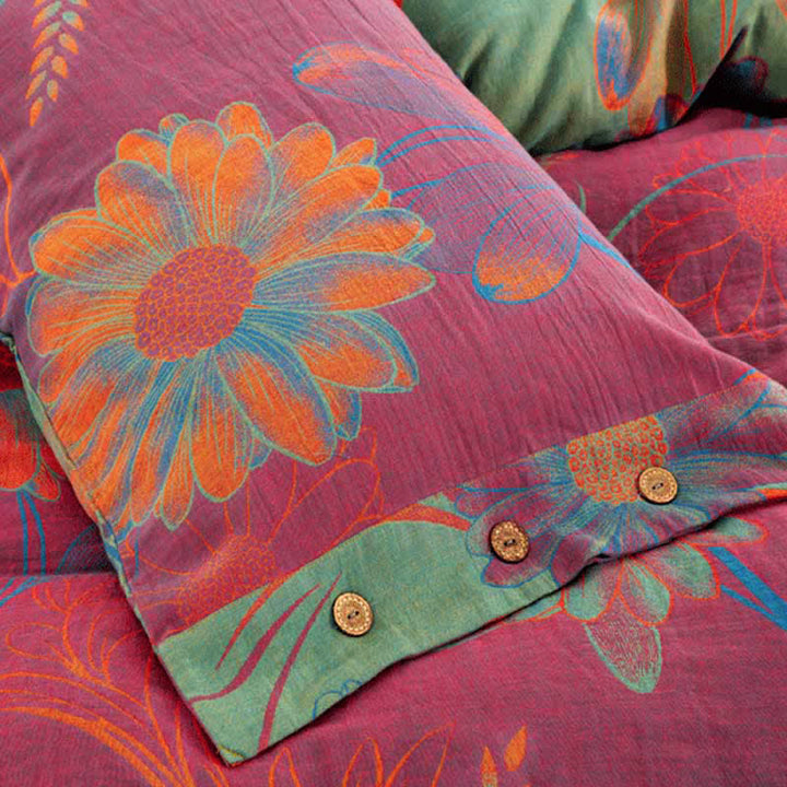 Bohemian Cotton Duvet Cover Set With Floral Print