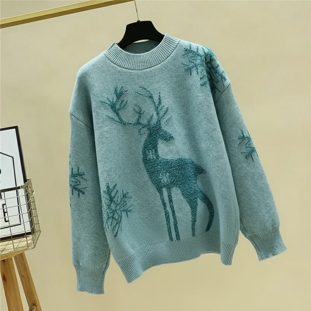 Olivia Relaxed Fit Sweater | Crewneck Ribbed Knit Sweater