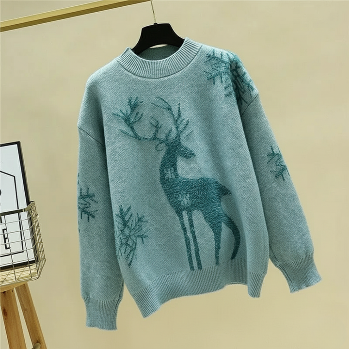 Olivia Relaxed Fit Sweater | Crewneck Ribbed Knit Sweater