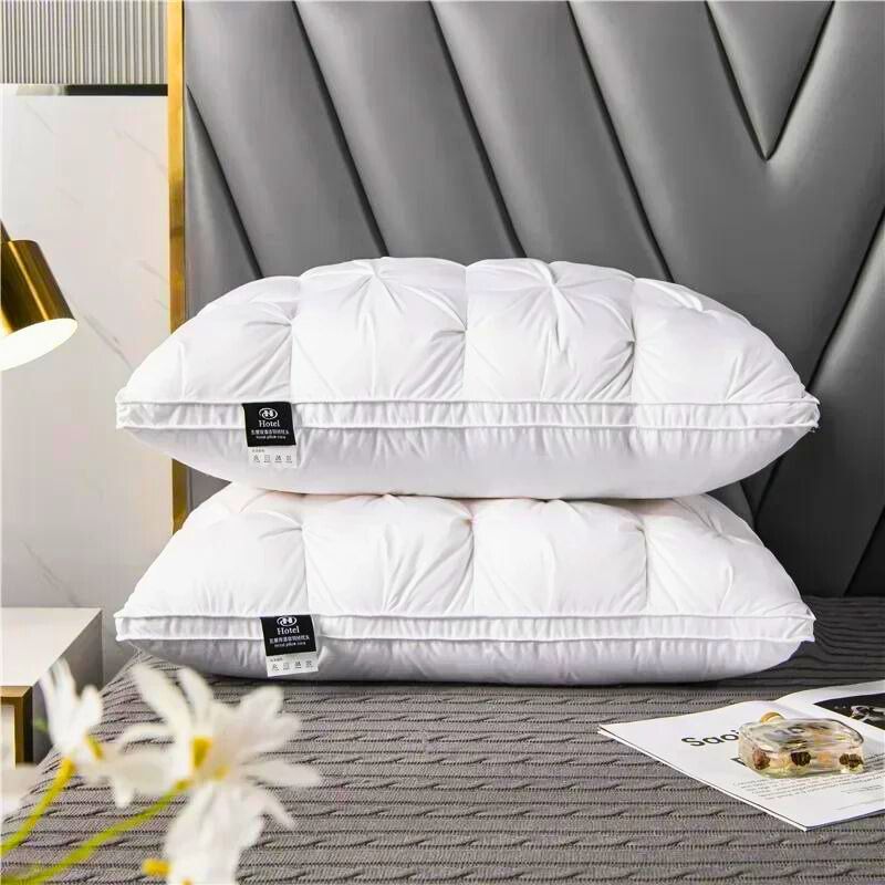 Contemporary Quilted Goose Down Pillow With Silk-Like Fabric