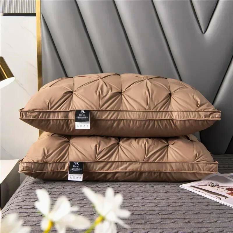 Contemporary Quilted Goose Down Pillow With Silk-Like Fabric