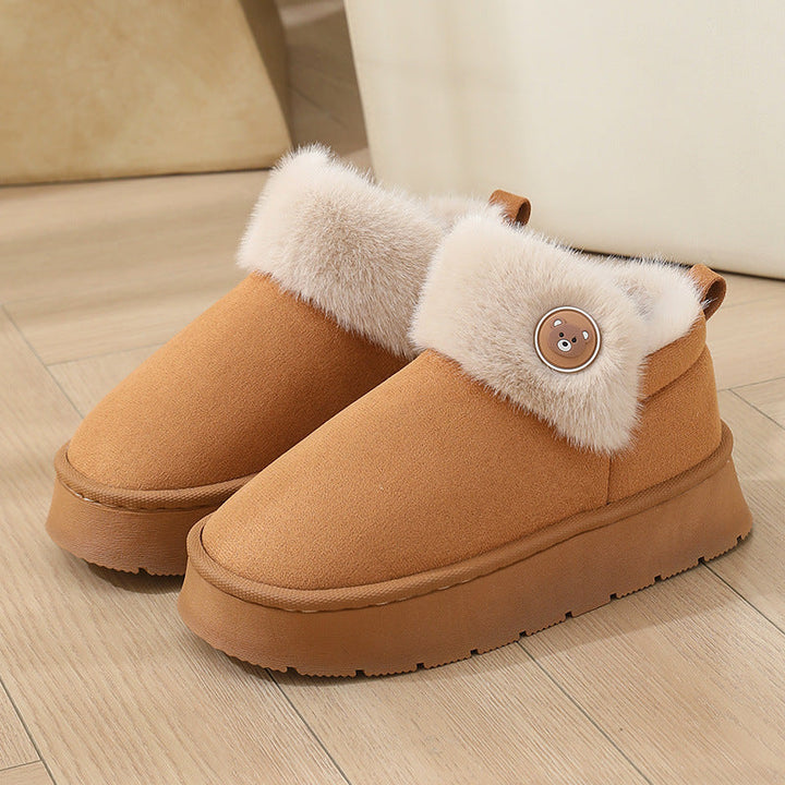 Ivy Slipper Boots | Fur Trim Button Detail Slipper Boots