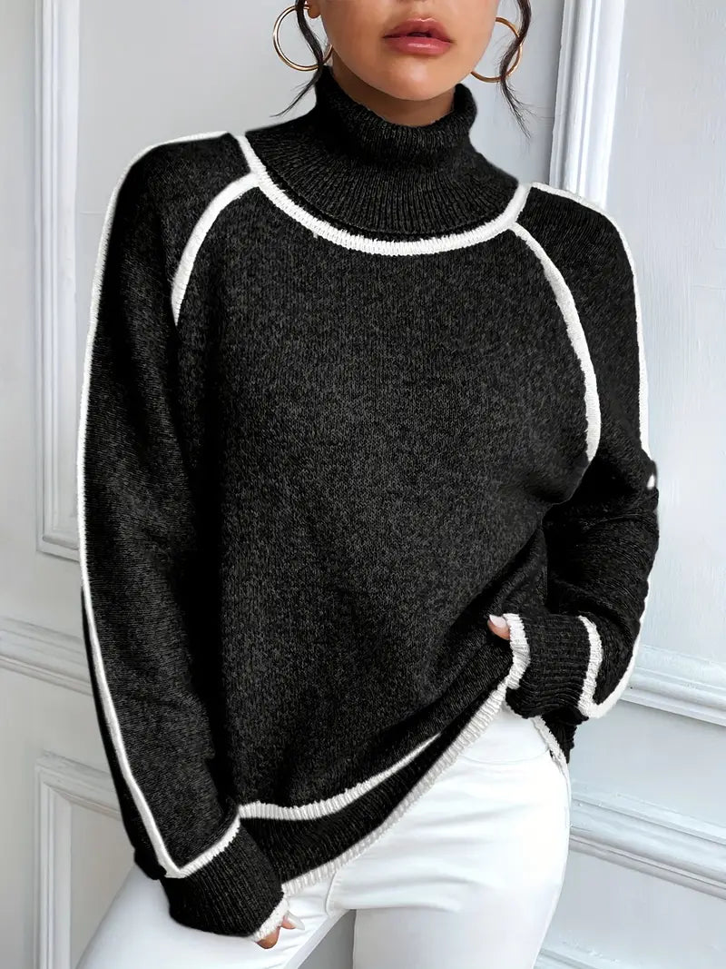 Contrasting Turtle Neck Sweater