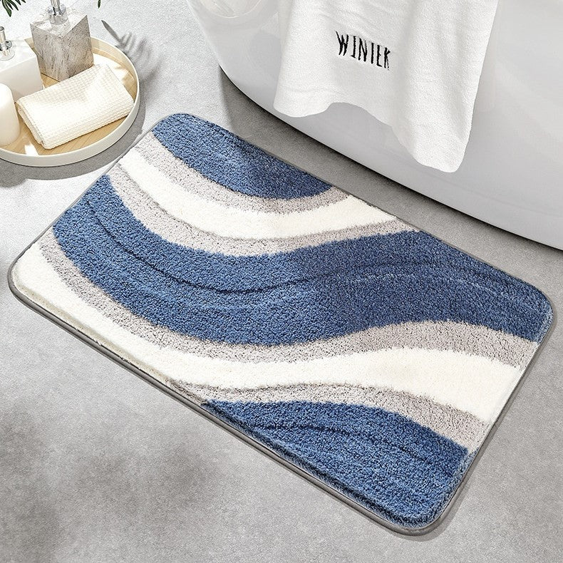Contemporary Plush Wave Bath Mat with Non-Slip Backing