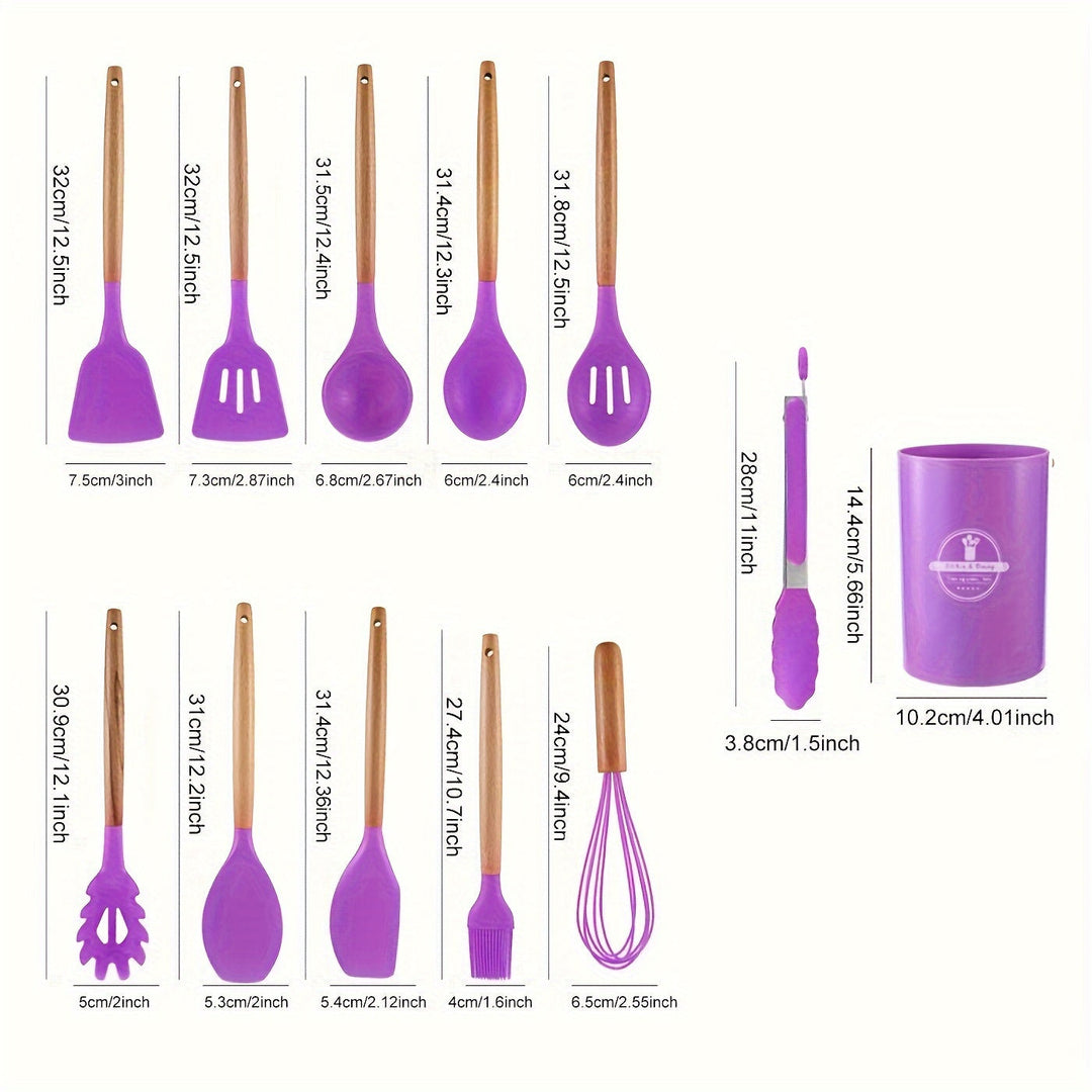 Minimalist Silicone and Wood Utensil Set