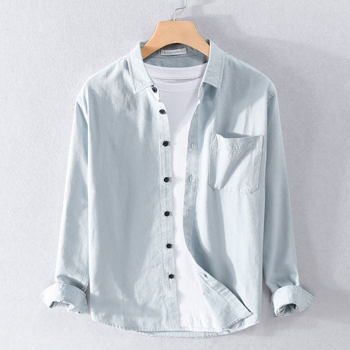 Felix Grant Relaxed Button-Up Shirt with Point Collar and Patch Pocket
