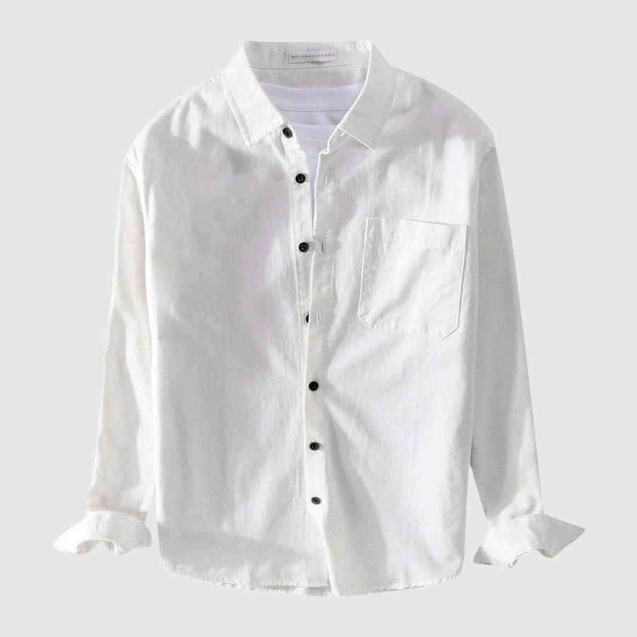 Felix Grant Relaxed Button-Up Shirt with Point Collar and Patch Pocket