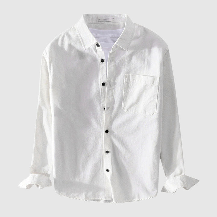 Felix Grant Relaxed Button-Up Shirt with Point Collar and Patch Pocket