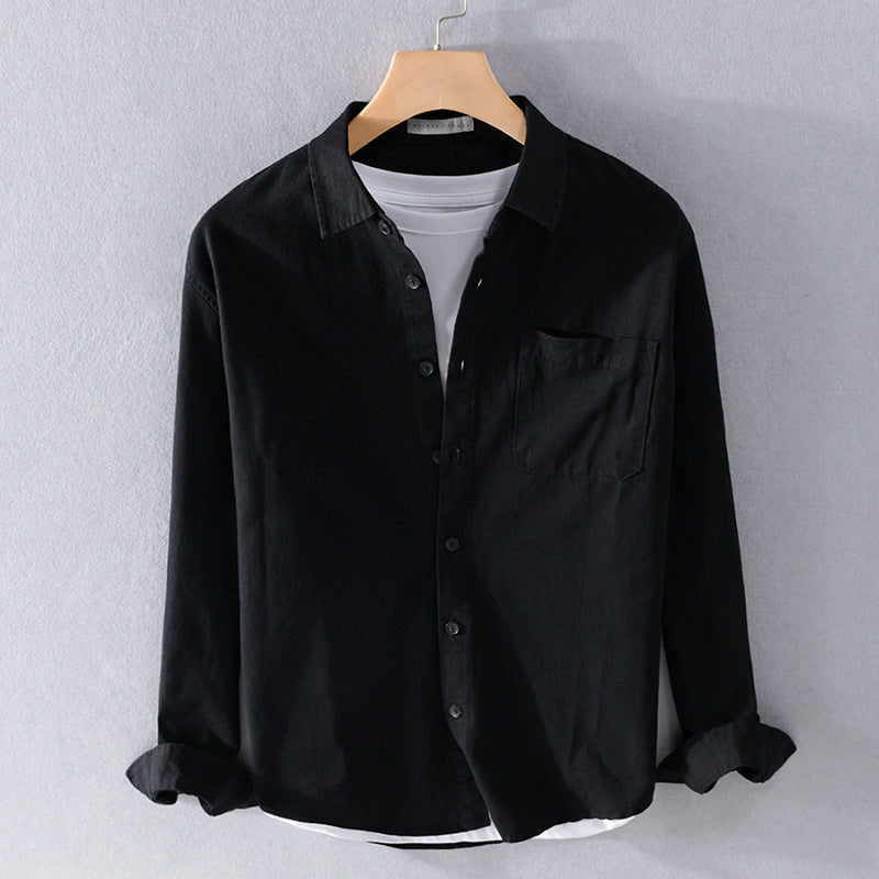 Felix Grant Relaxed Button-Up Shirt with Point Collar and Patch Pocket