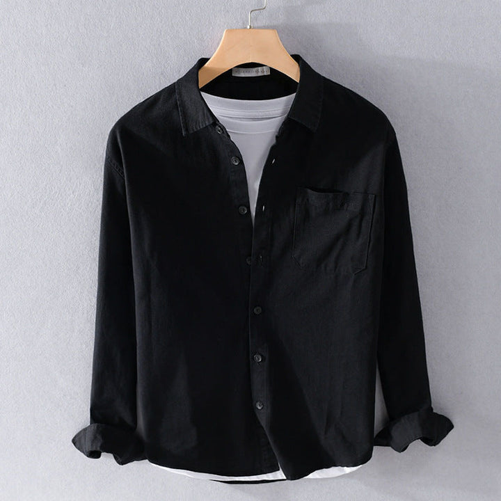 Felix Grant Relaxed Button-Up Shirt with Point Collar and Patch Pocket