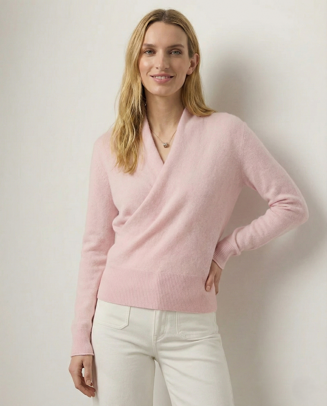 Isla Wool Wrap Sweater | V-Neck Long Sleeve Sweater