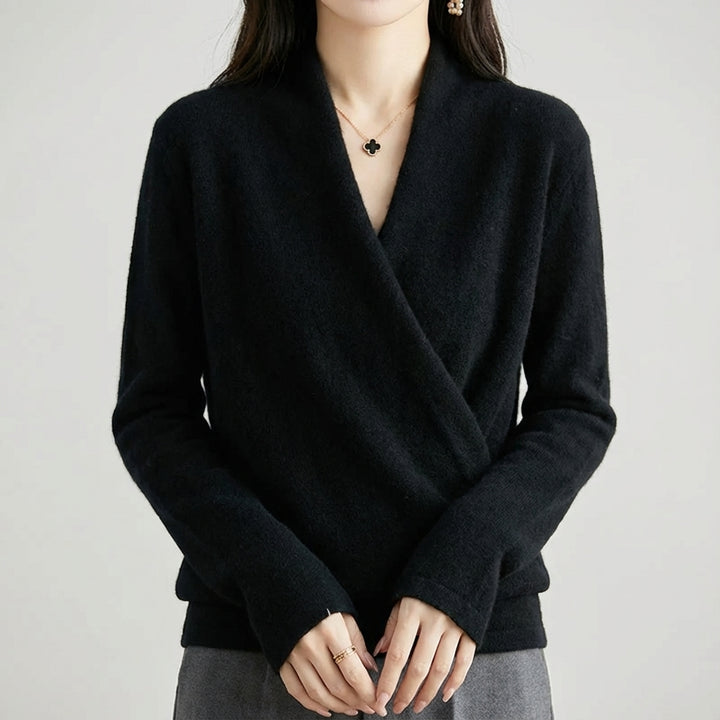 Wool blend wrap sweater