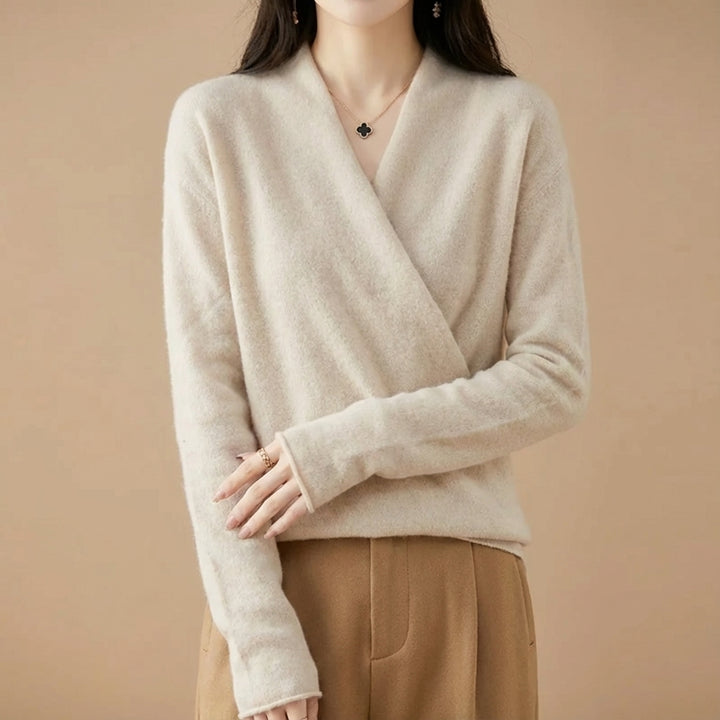 Wool blend wrap sweater
