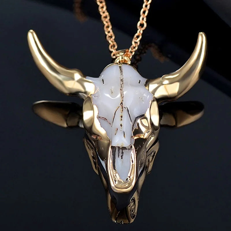 Gold Marble Bull Necklace