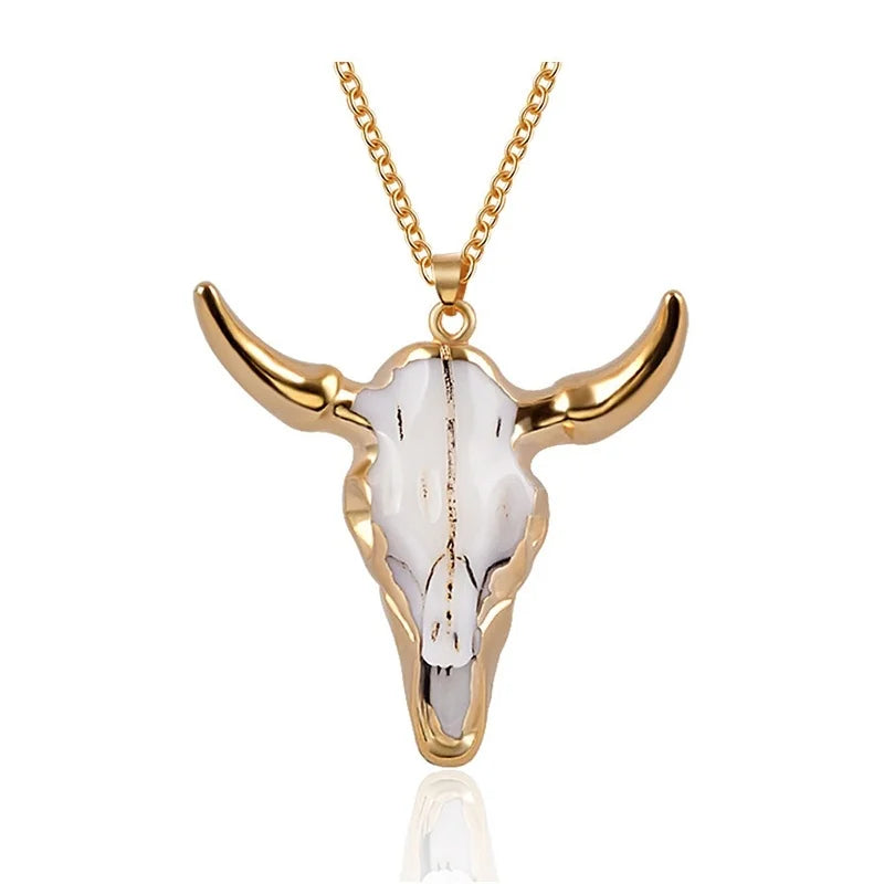 Gold Marble Bull Necklace