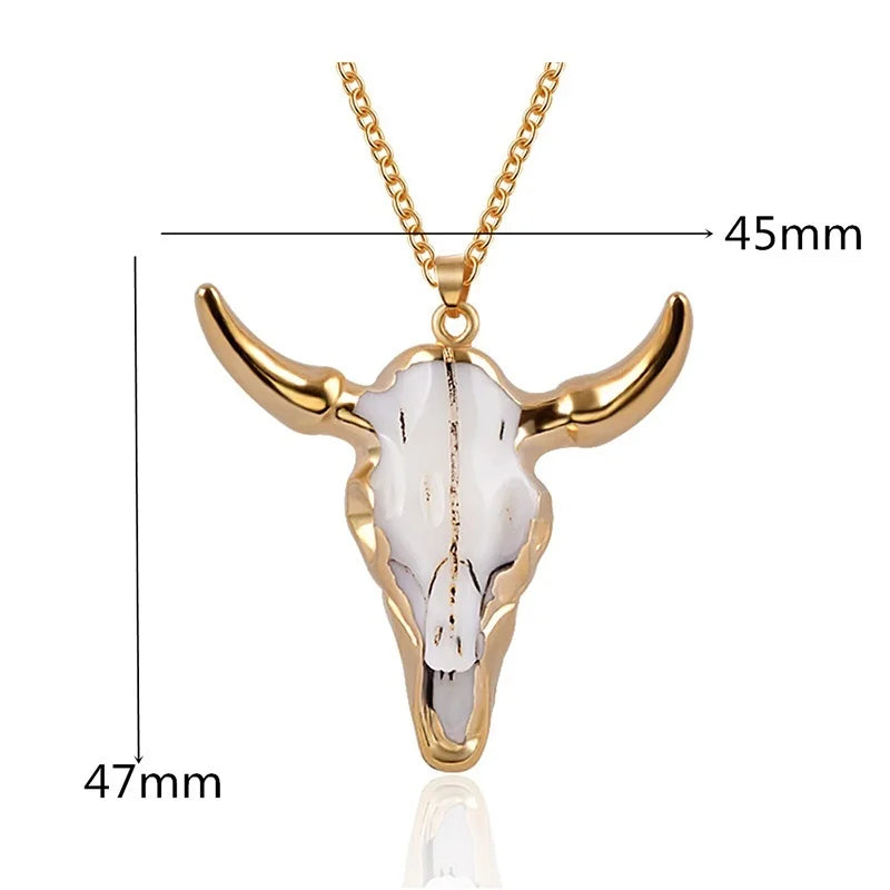 Gold Marble Bull Necklace