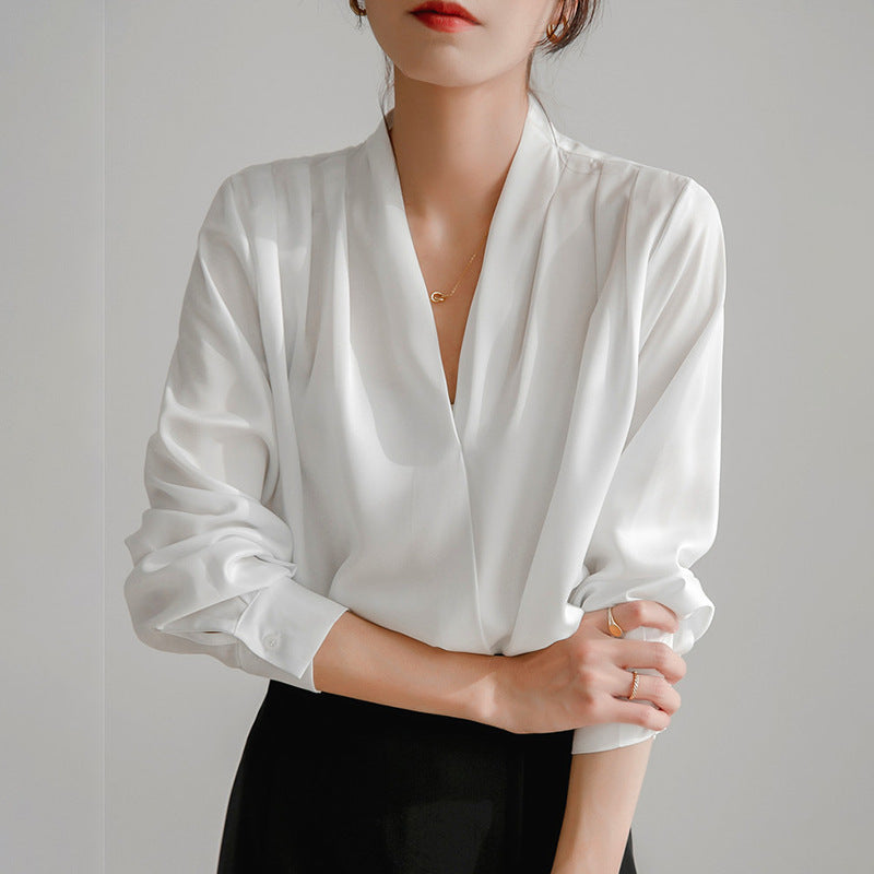 Ava V-Neck Satin Blouse