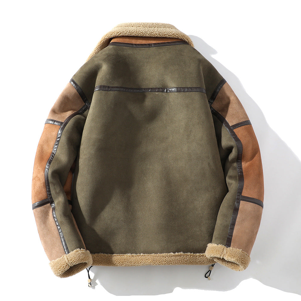 Oliver Relaxed Fit Shearling Jacket | Color Block Zip Front Jacket