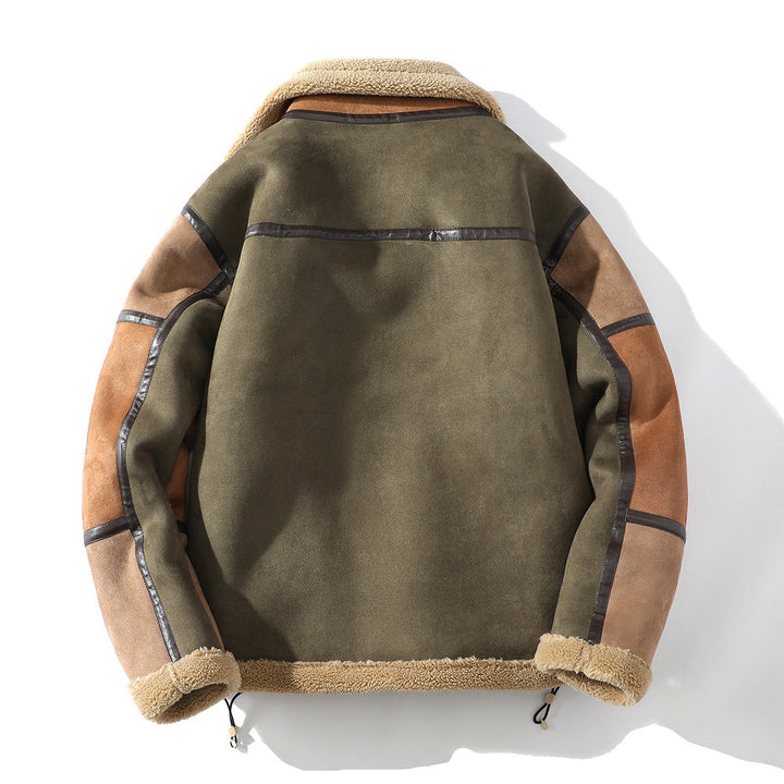 Oliver Relaxed Fit Shearling Jacket | Color Block Zip Front Jacket