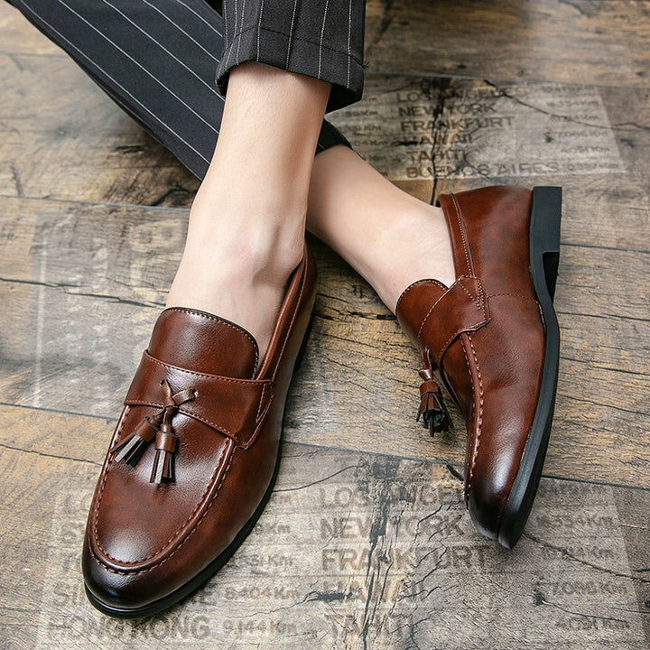 Alessio Leather Tassel Loafers – Classic Moc Toe – Slip-On Style