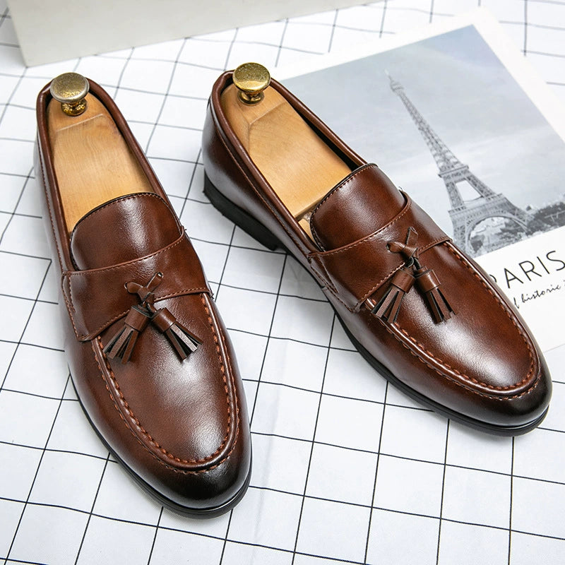 Alessio Leather Tassel Loafers – Classic Moc Toe – Slip-On Style