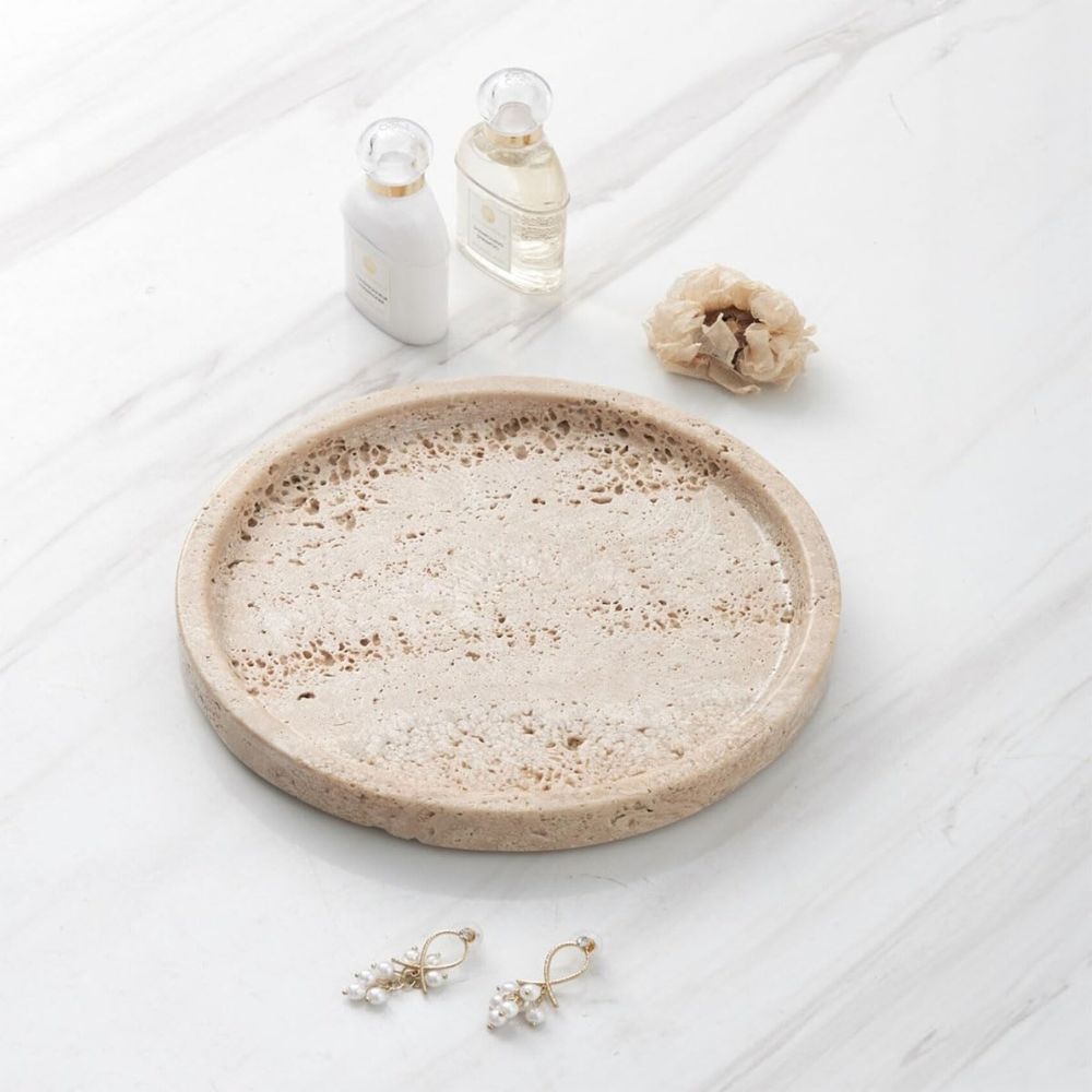 Minimalist Travertine Stone Tray With Smooth Surface