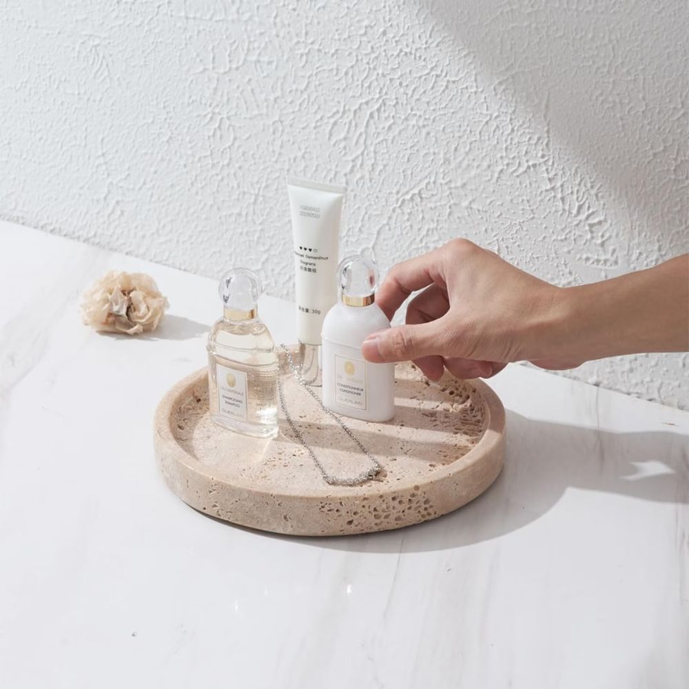 Minimalist Travertine Stone Tray With Smooth Surface