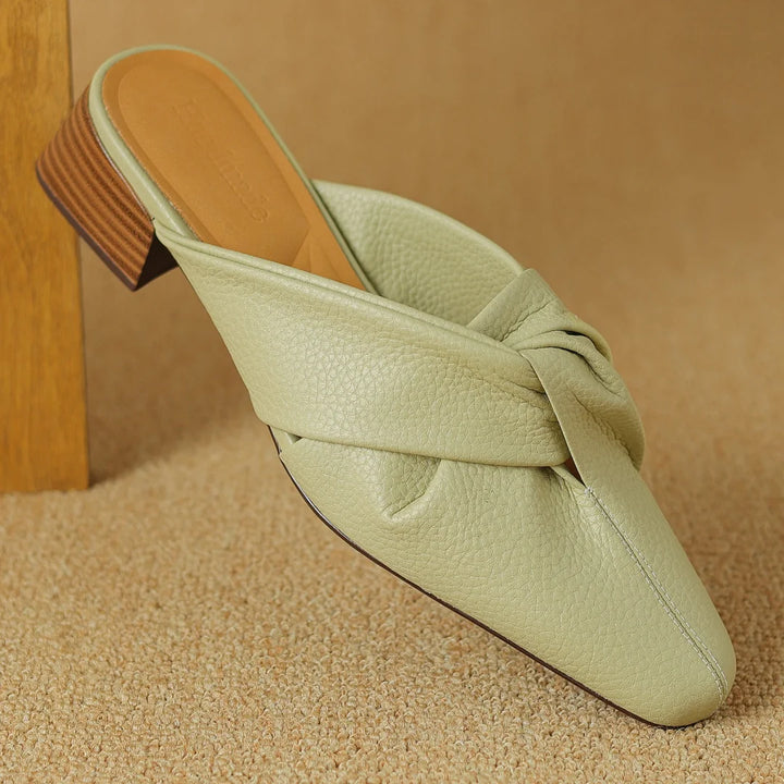 Bow-Knot Leather Mules