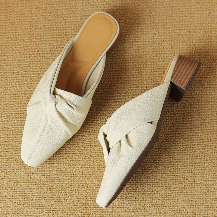 Bow-Knot Leather Mules