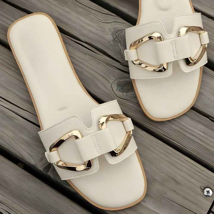 Cici Gold-Buckle Flats