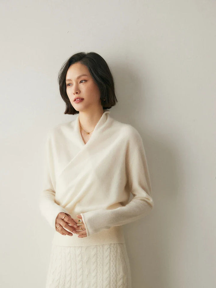 Isla Wool Wrap Sweater | V-Neck Long Sleeve Sweater