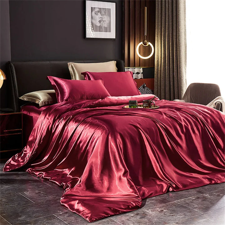 Luxury Silk Bedding Set With Satin Finish