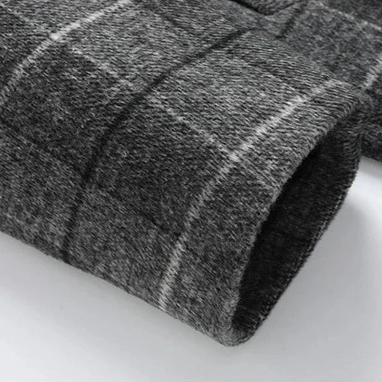 Brushed Wool Plaid Overcoat