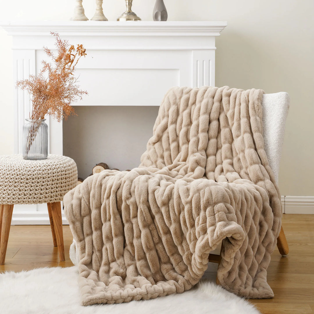 Versailles Faux Rabbit Fur Blanket