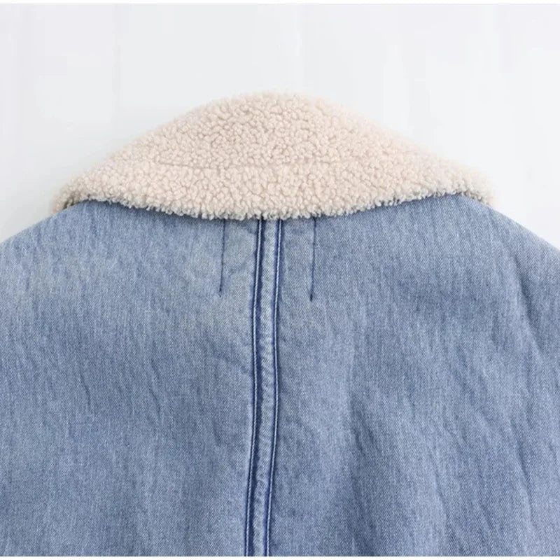 Sherpa Denim Aviator Jacket