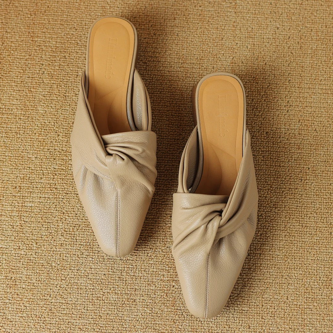 Bow-Knot Leather Mules