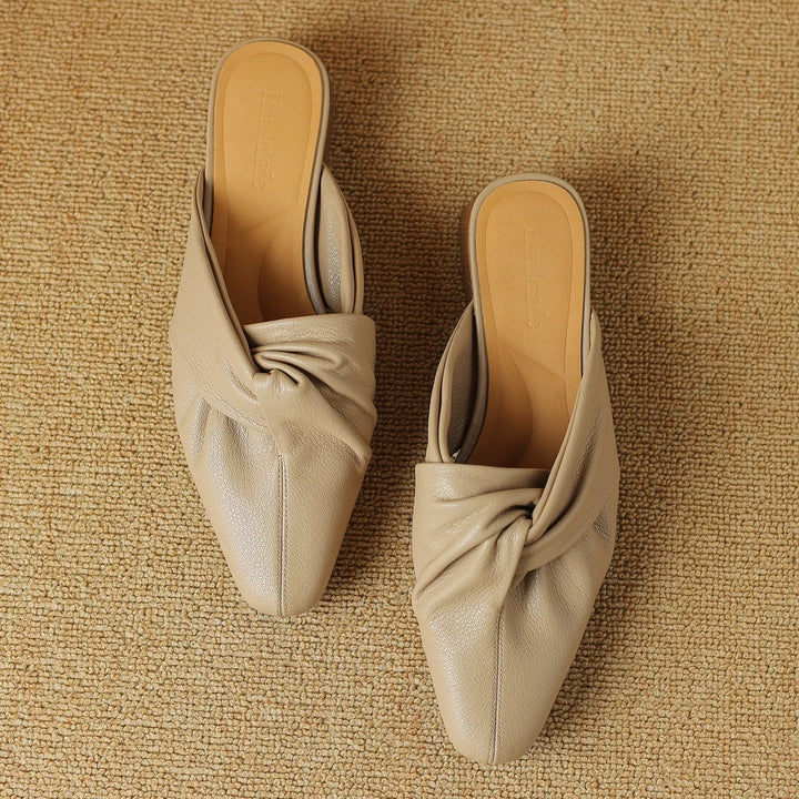 Bow-Knot Leather Mules