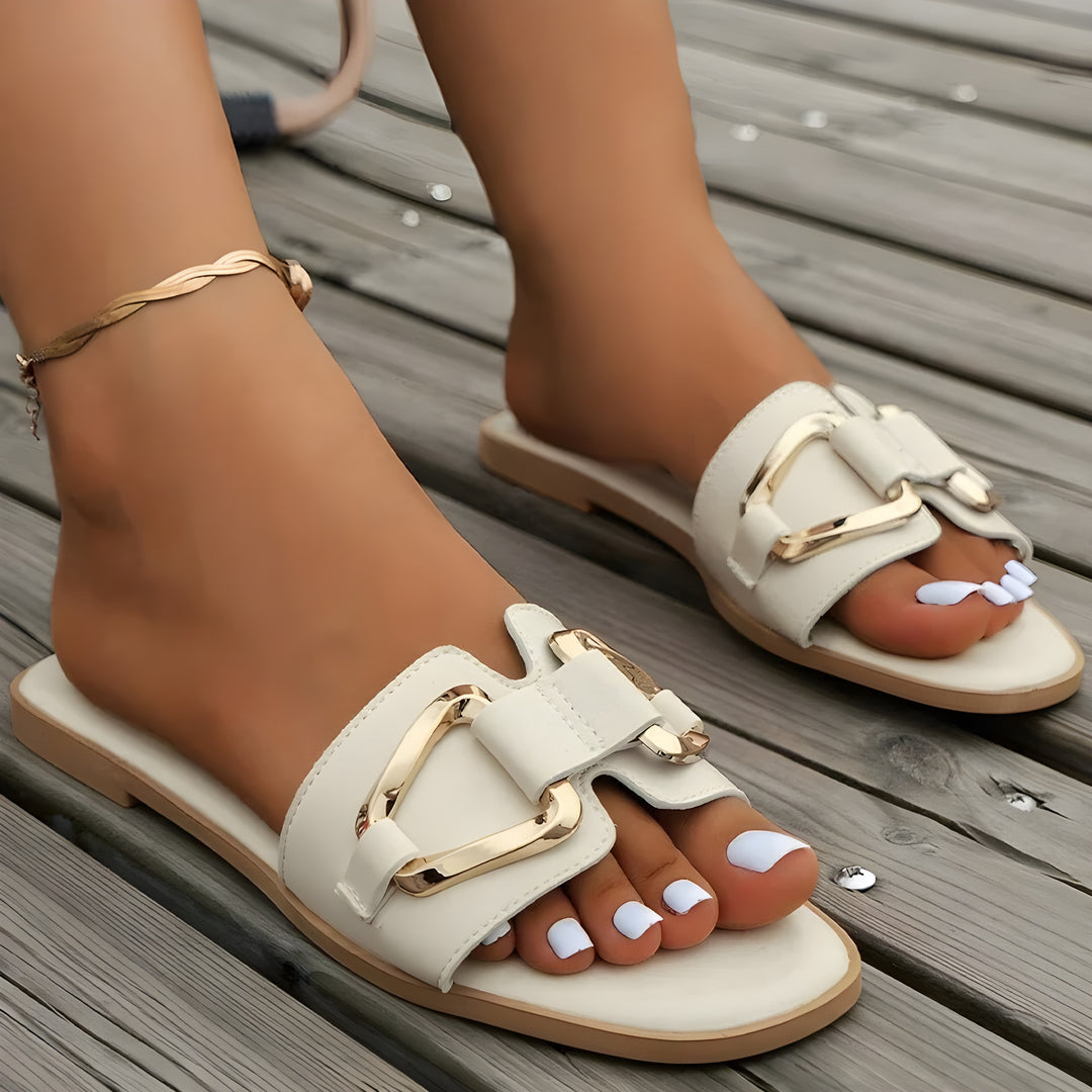 Cici Gold-Buckle Flats