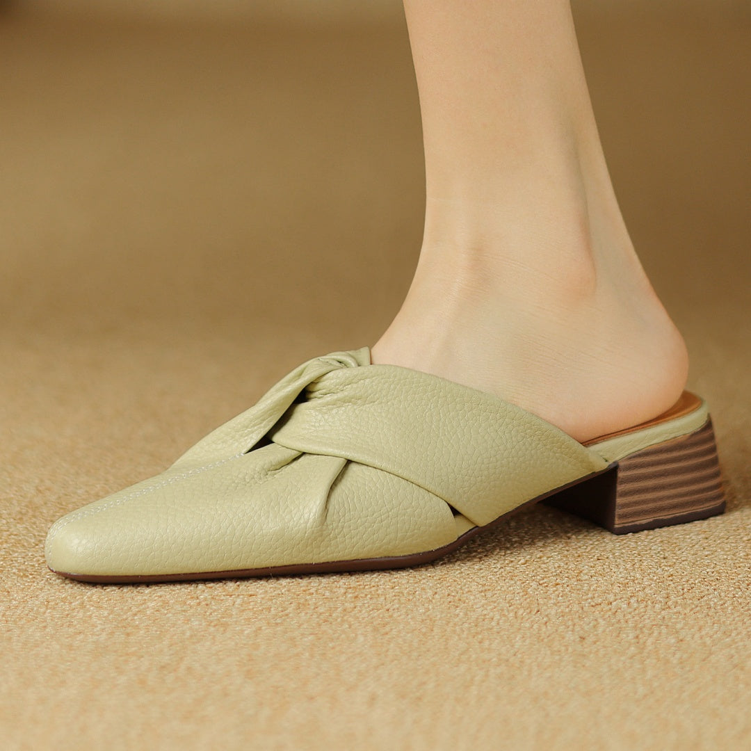 Bow-Knot Leather Mules