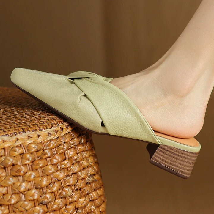 Bow-Knot Leather Mules